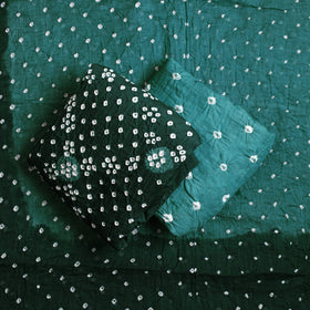 Green 3pc Tie & Dye Satin Cotton Bandhani Dress Material