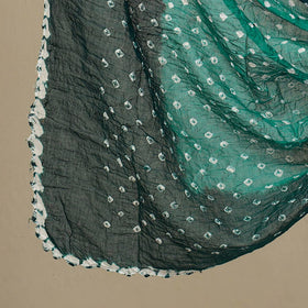 Green 3pc Tie & Dye Satin Cotton Bandhani Dress Material