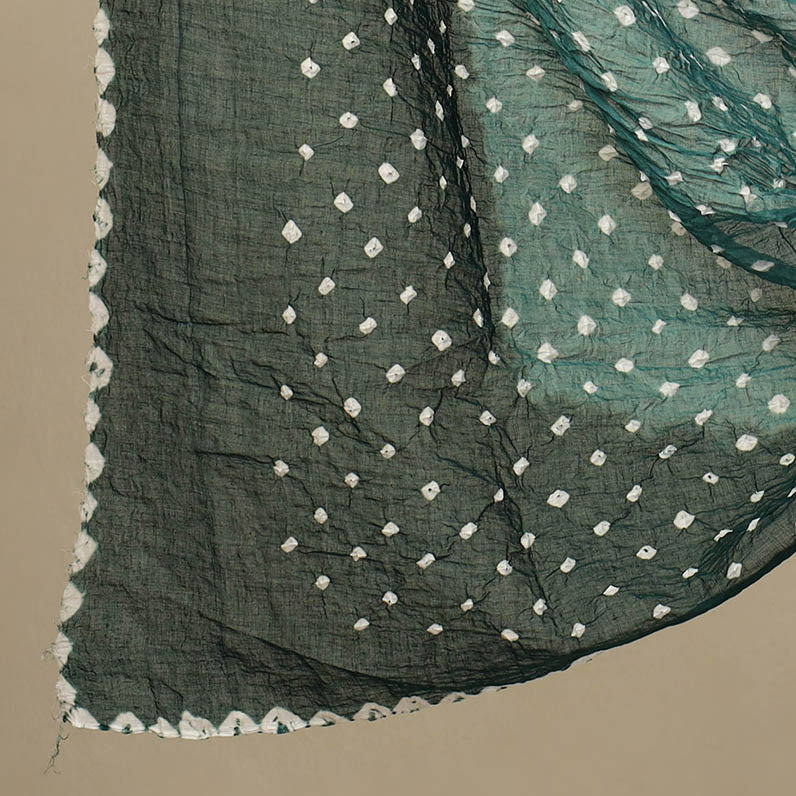 Green - 3pc tie & dye satin cotton bandhani unstitched