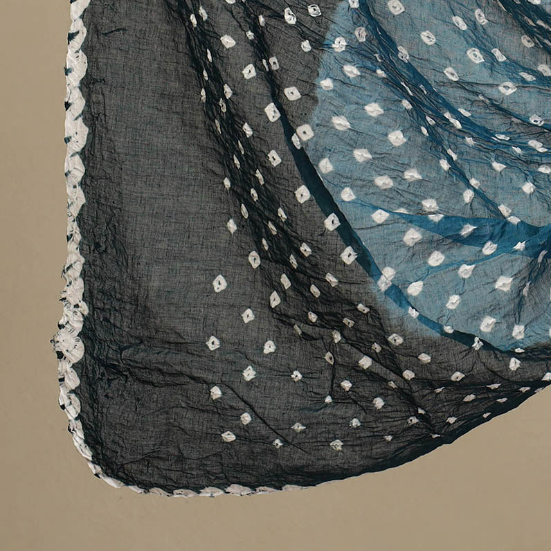 Green 3pc Tie & Dye Satin Cotton Bandhani Dress Material