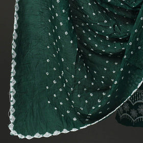 Green 3pc Tie & Dye Satin Cotton Bandhani Dress Material