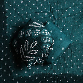 Green 3pc Tie & Dye Satin Cotton Bandhani Dress Material