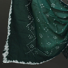Green 3pc Tie & Dye Satin Cotton Bandhani Dress Material