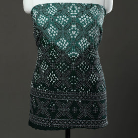 Green 3pc Tie & Dye Satin Cotton Bandhani Dress Material