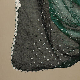 Green 3pc Tie & Dye Satin Cotton Bandhani Dress Material