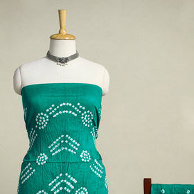 Green 3pc Unstitched Kutch Bandhani Dress Material