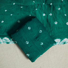 Green 3pc Unstitched Kutch Bandhani Dress Material
