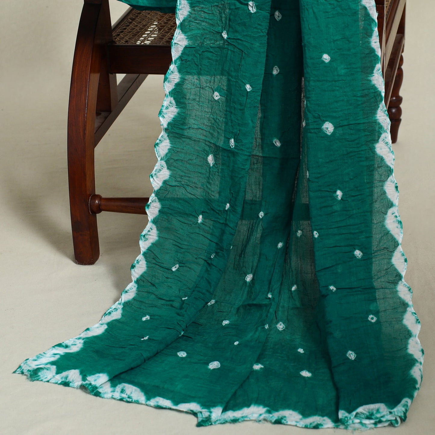 Green 3pc Unstitched Kutch Bandhani Dress Material