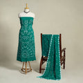 Green 3pc Unstitched Kutch Bandhani Dress Material