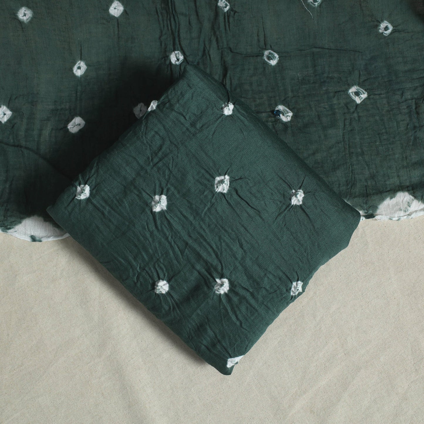 Green 3pc Unstitched Kutch Bandhani Dress Material