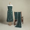 Green 3pc Unstitched Kutch Bandhani Dress Material