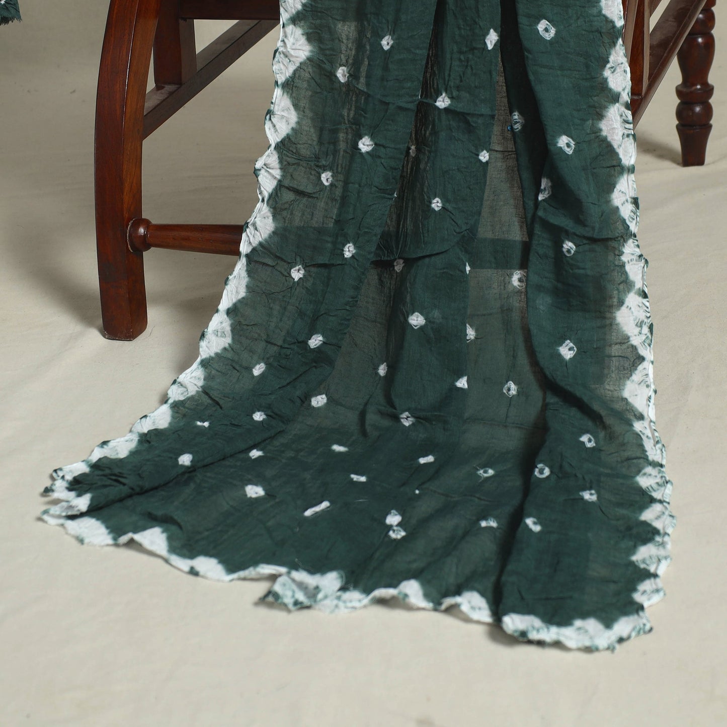 Green 3pc Unstitched Kutch Bandhani Dress Material