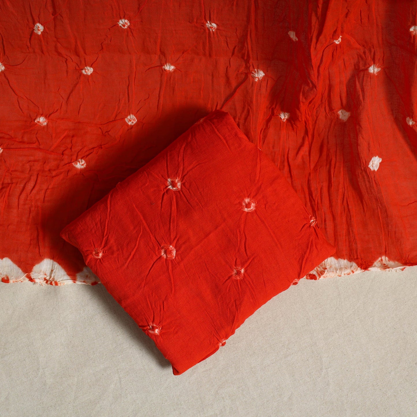 Green 3pc Unstitched Kutch Bandhani Dress Material