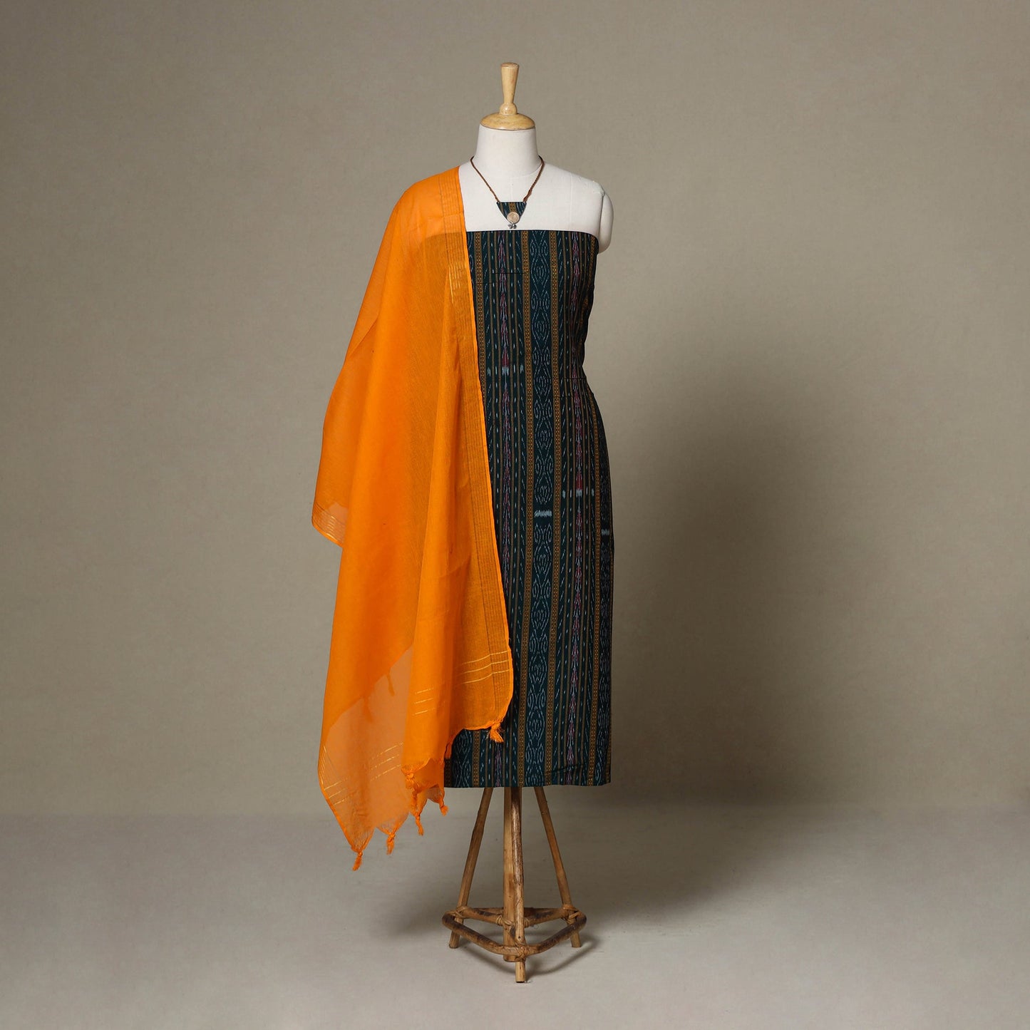 Green - 3pc unstitched sambalpuri ikat dress material