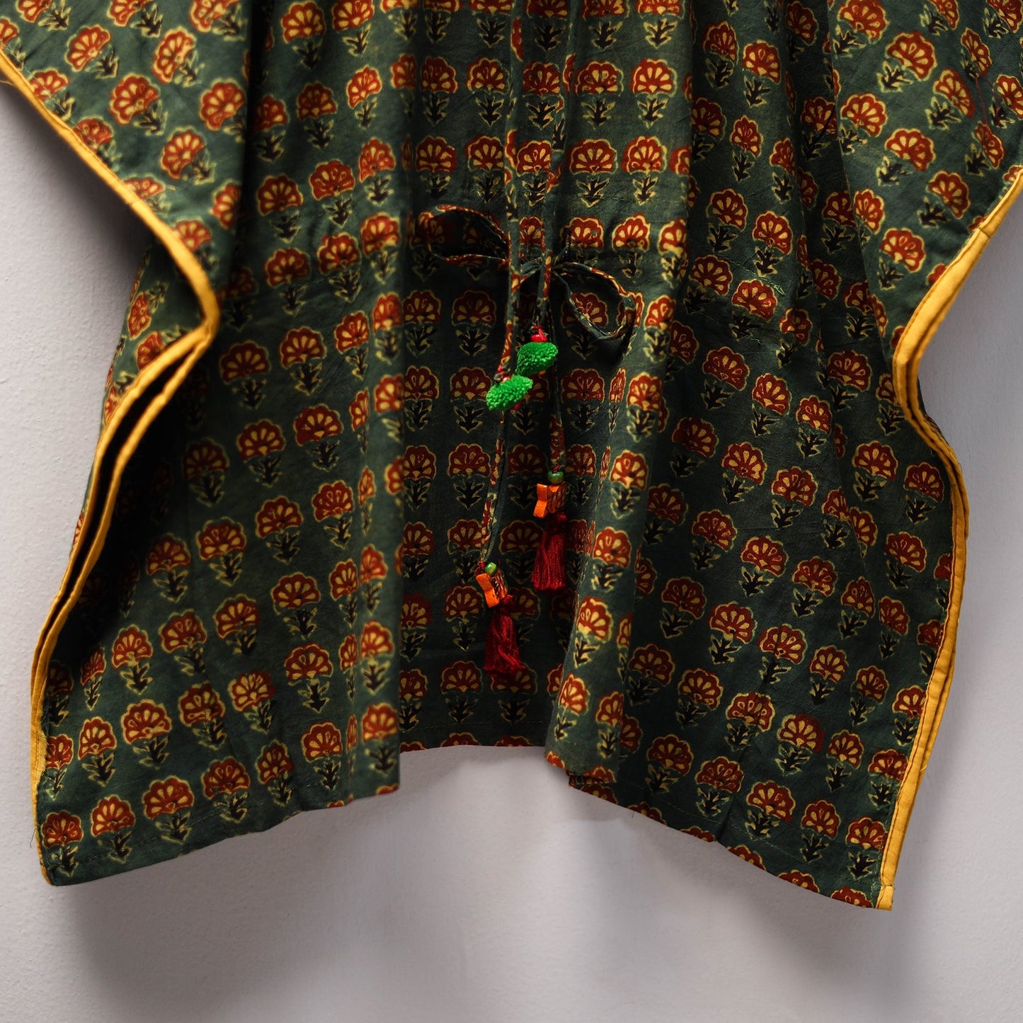 Green Ajrakh Block Print Cotton Kids Kaftan (3-4 Years)