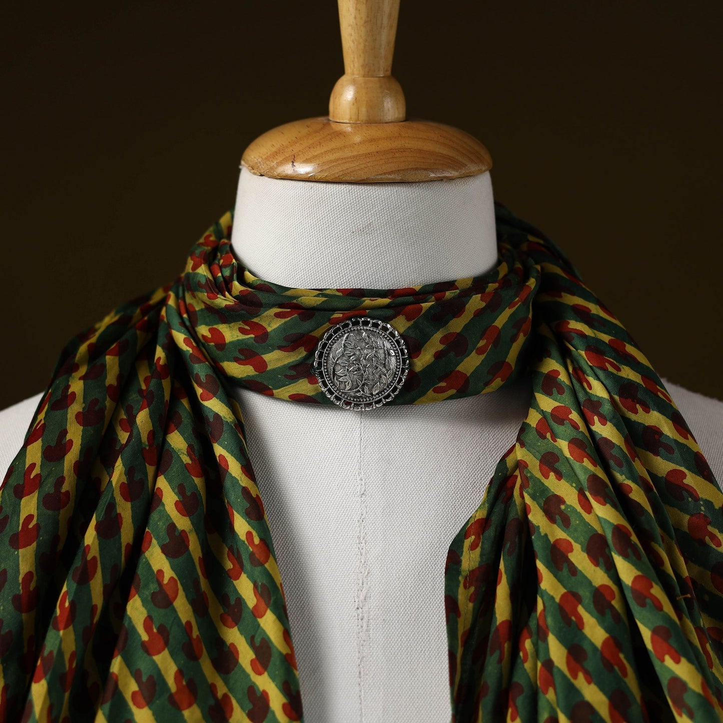 Modal silk pendant necklace scarf 33 - handcrafted