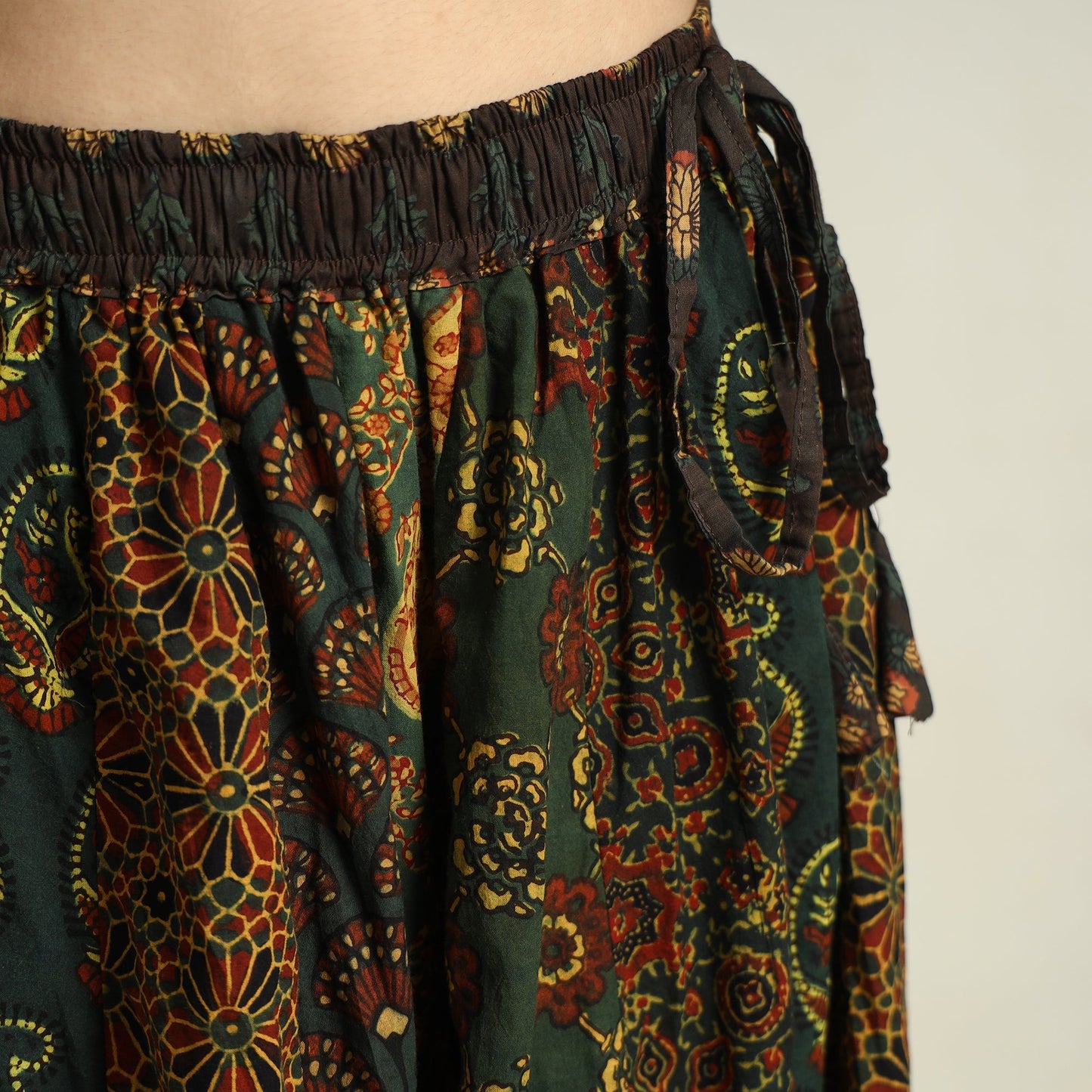 Buy Ajrakh Block Printed 24 Kali Patchwork Cotton Long Skirt 09 Online at iTokri.com