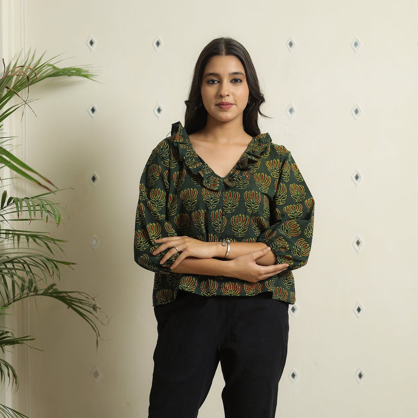  Ajrakh Block Printed Cotton Crop Top 04 