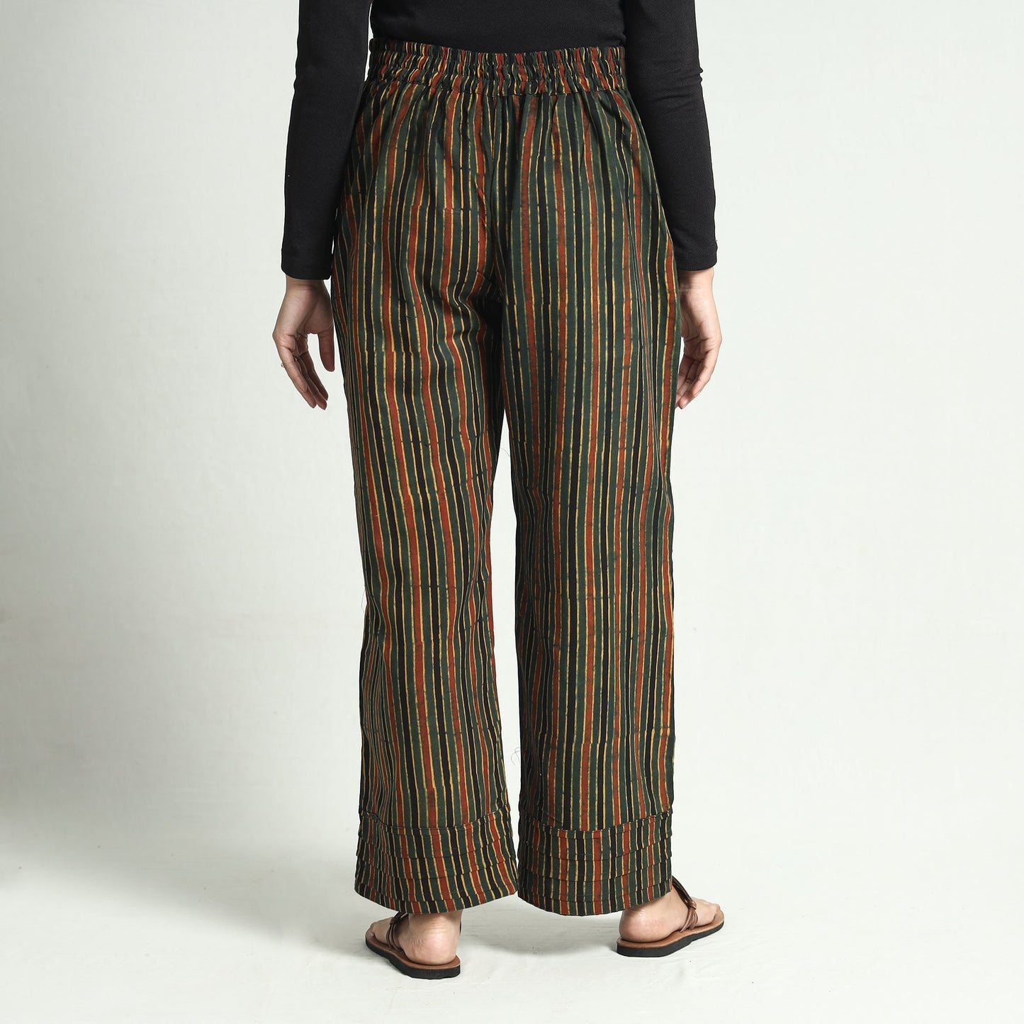 Buy Ajrakh Block Printed Cotton Elasticated Palazzo Online at iTokri.com