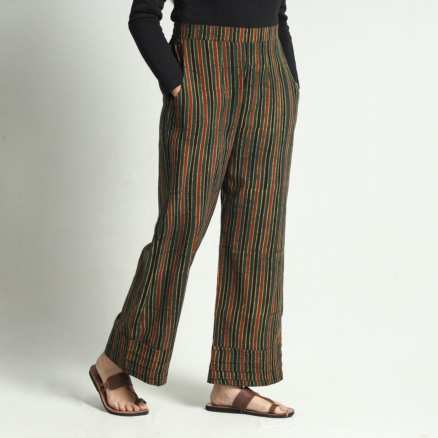 Buy Ajrakh Block Printed Cotton Elasticated Palazzo Online at iTokri.com