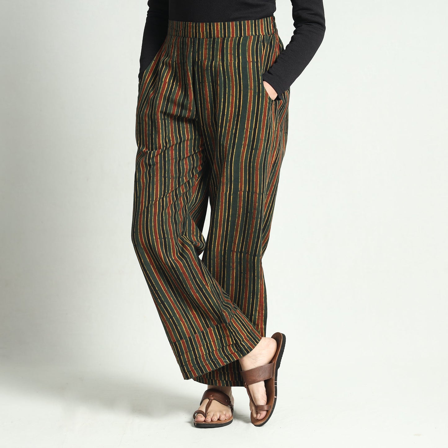 Buy Ajrakh Block Printed Cotton Elasticated Palazzo Online at iTokri.com