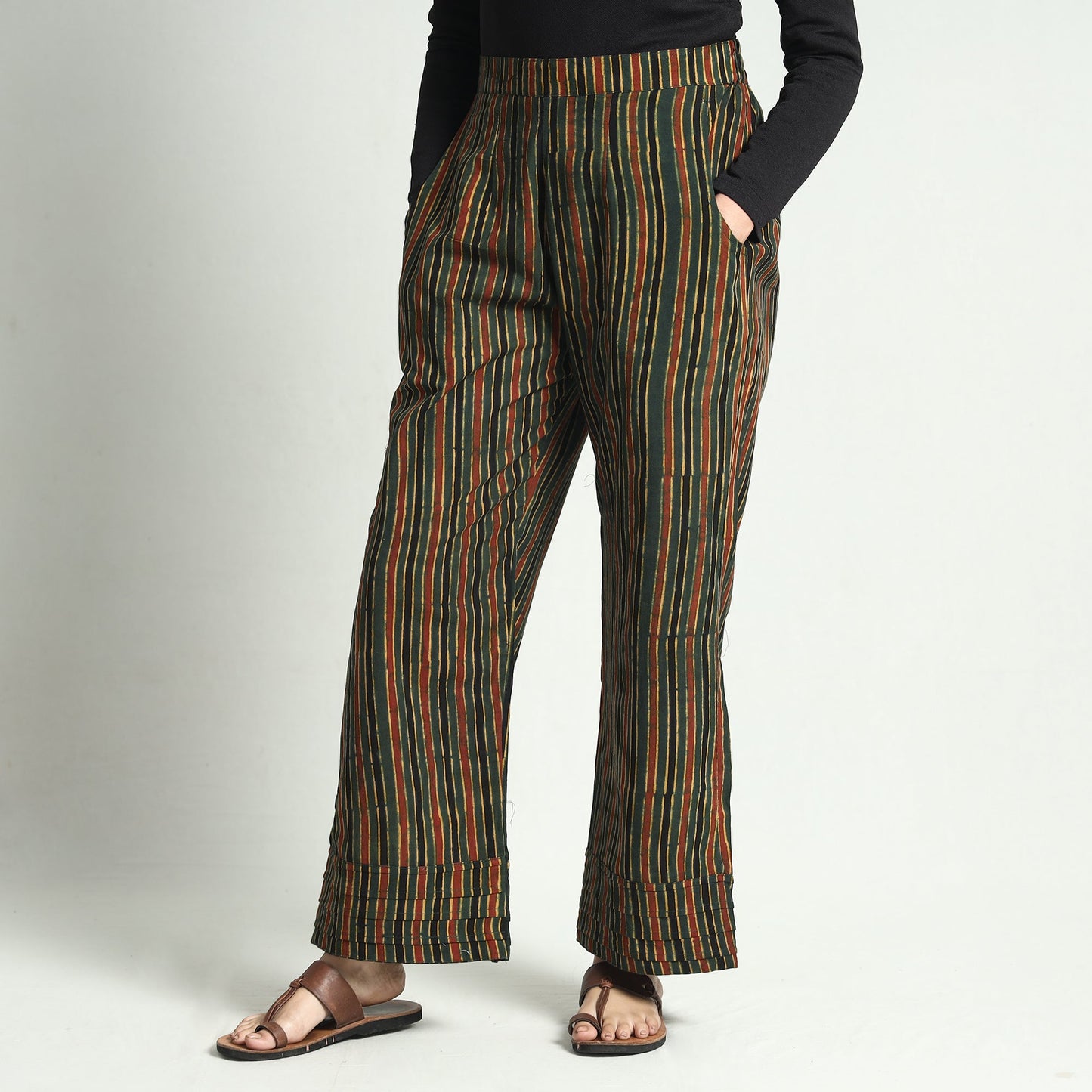 Buy Ajrakh Block Printed Cotton Elasticated Palazzo Online at iTokri.com