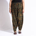 Green - printed cotton elasticated salwar - handcrafted