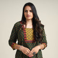 Green - Ajrakh Block Printed Cotton Long Kurta