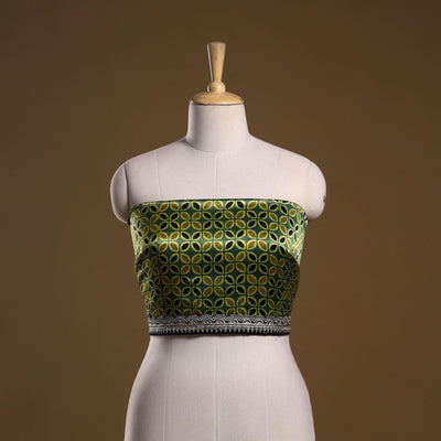 Printed modal silk blouse piece with lace work 18