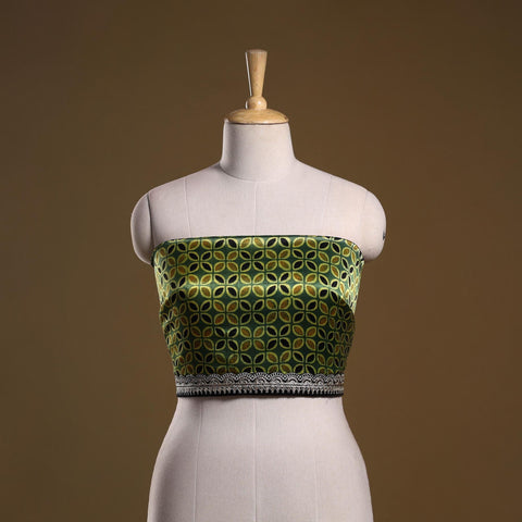 Printed modal silk blouse piece with lace work 18