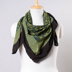 Green Ajrakh Block Printing Cotton Scarf from Kutch 