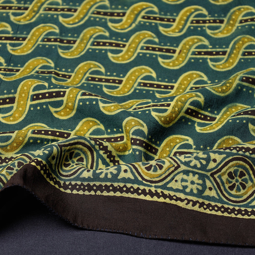 Green Ajrakh Block Printing Cotton Scarf from Kutch 