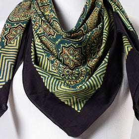 Green Ajrakh Block Printing Cotton Scarf from Kutch 