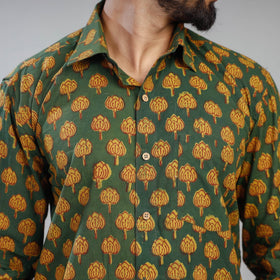 Green - Akola Block Printing Cotton Men Full Sleeve Shirt