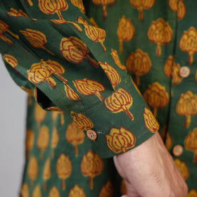 Green - Akola Block Printing Cotton Men Full Sleeve Shirt