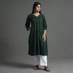 Buy Akola Hand Block Printed Cotton A-Line Kurta Online at iTokri.com