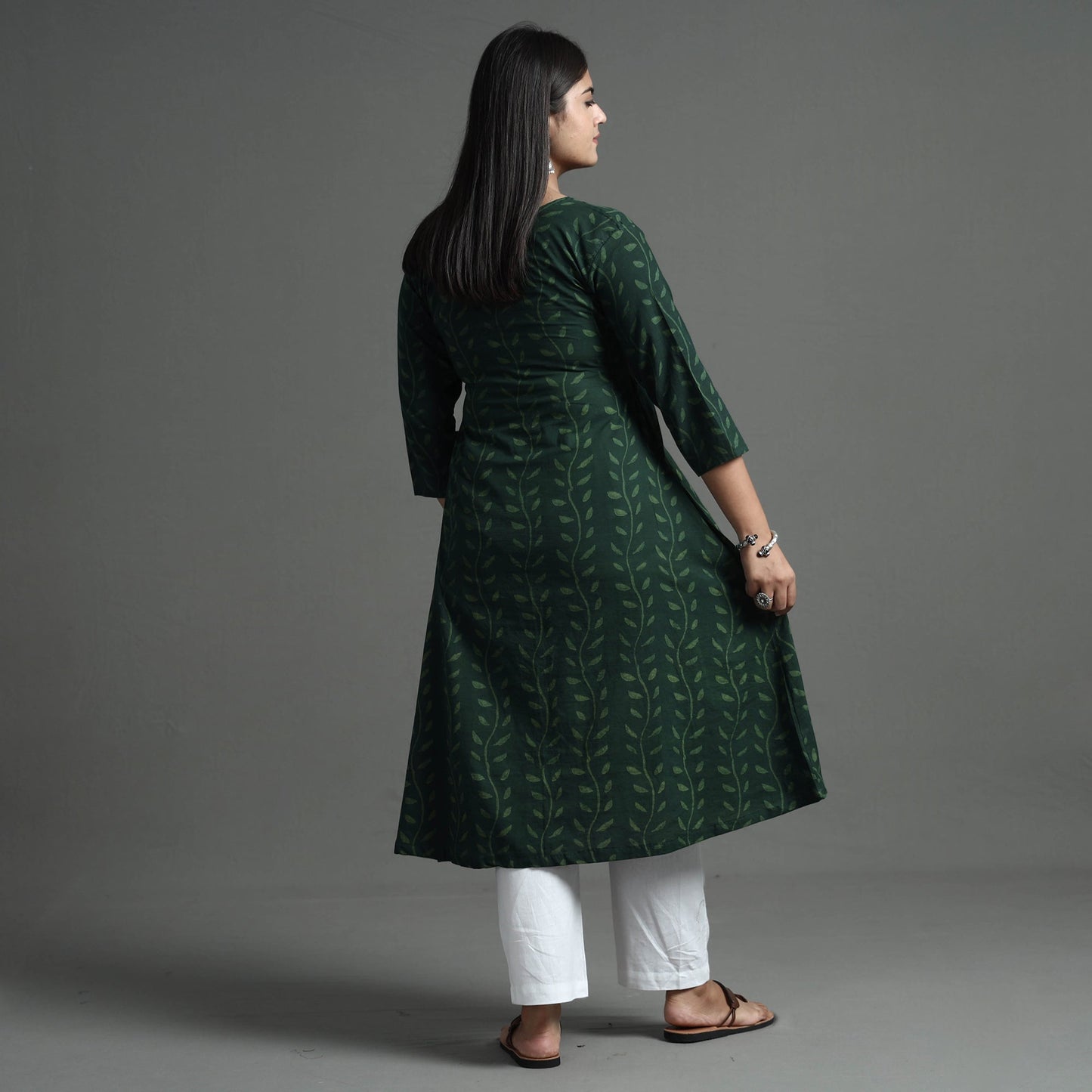 Buy Akola Hand Block Printed Cotton A-Line Kurta Online at iTokri.com