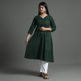 Buy Akola Hand Block Printed Cotton A-Line Kurta Online at iTokri.com
