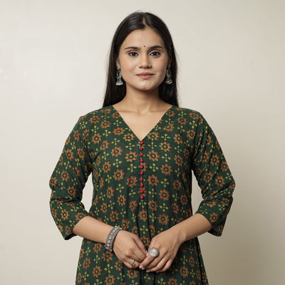 Buy Akola Hand Block Printed Cotton A-Line Long Kurta 15 Online l iTokri.com