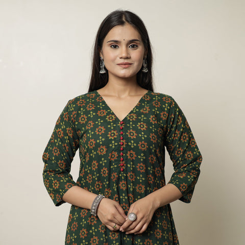 Buy Akola Hand Block Printed Cotton A-Line Long Kurta 15 Online l iTokri.com