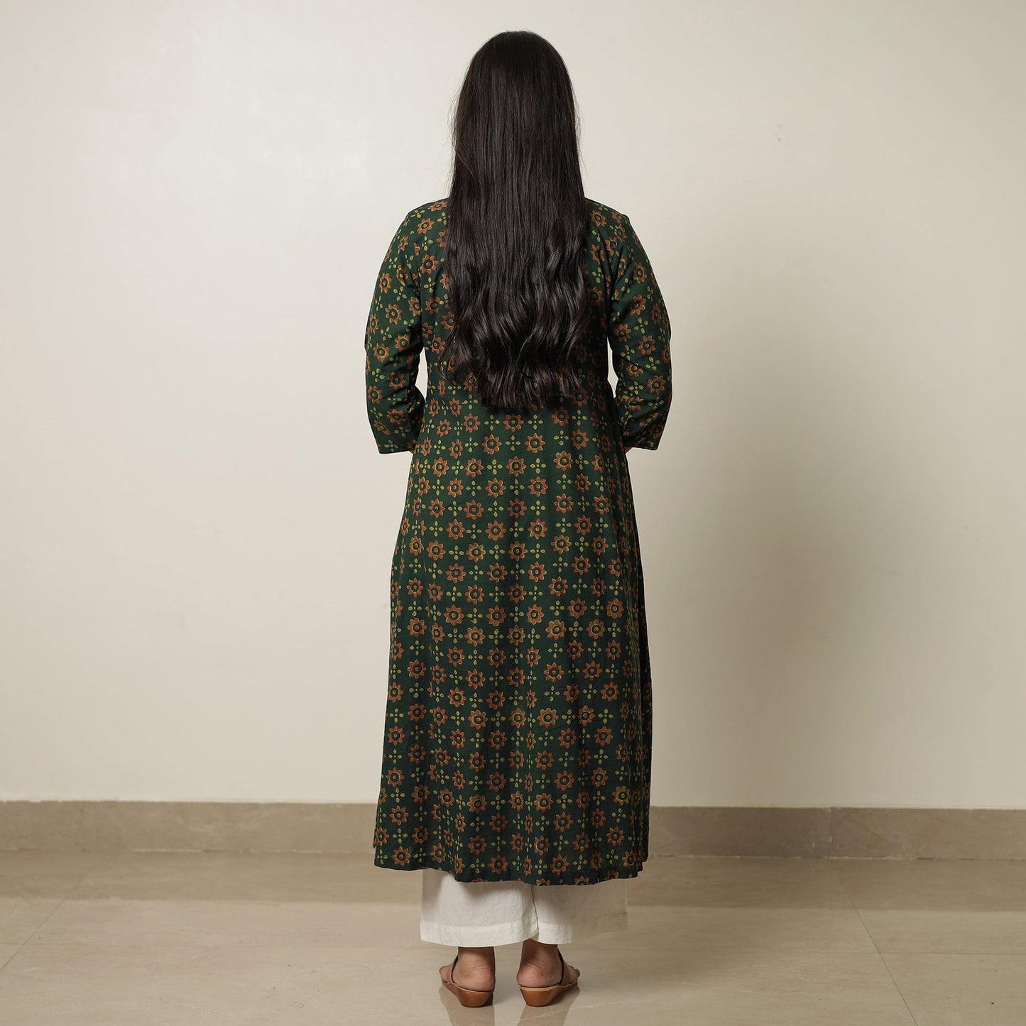 Buy Akola Hand Block Printed Cotton A-Line Long Kurta 15 Online l iTokri.com