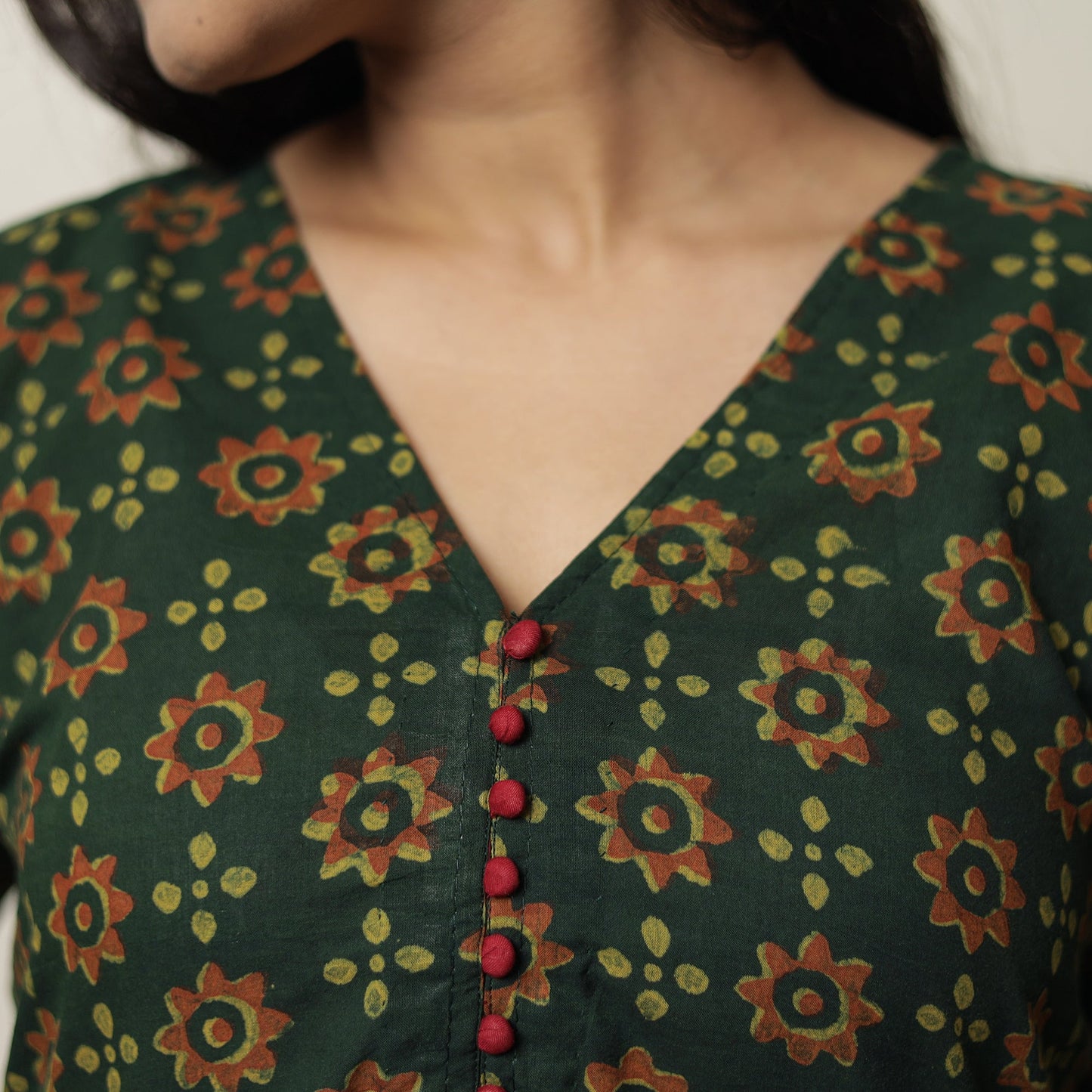 Buy Akola Hand Block Printed Cotton A-Line Long Kurta 15 Online l iTokri.com