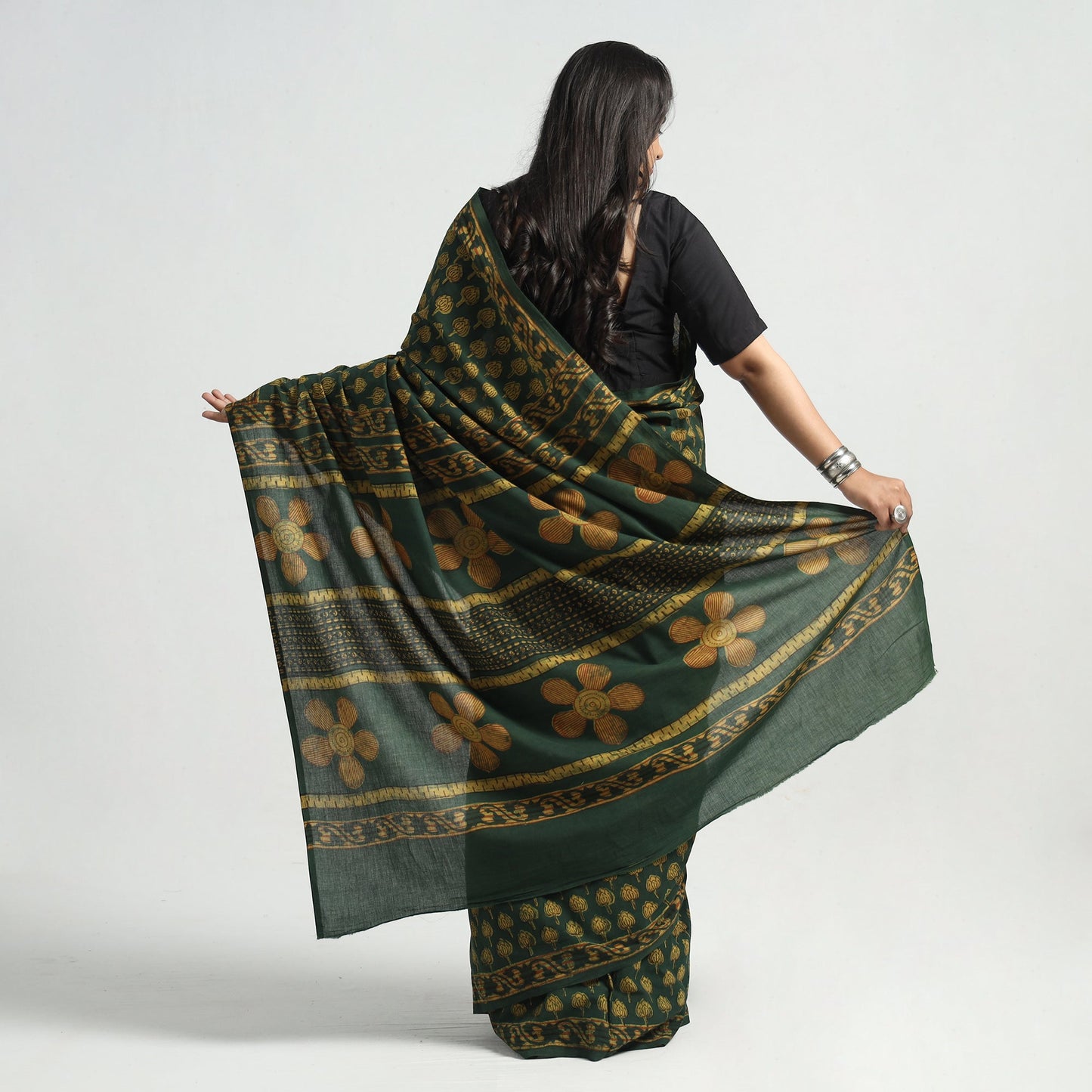 block printed saree