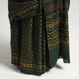 Green - Akola Hand Block Printed Cotton Saree