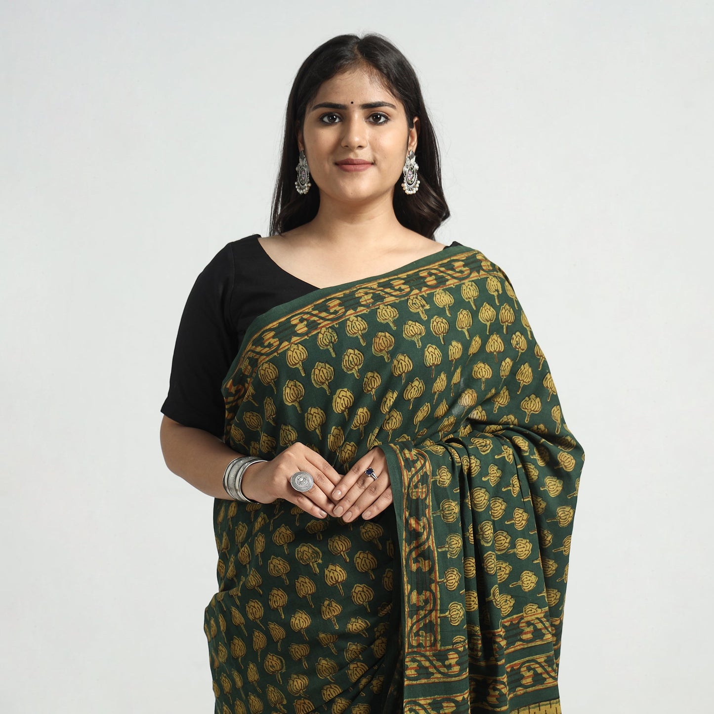 block printed saree