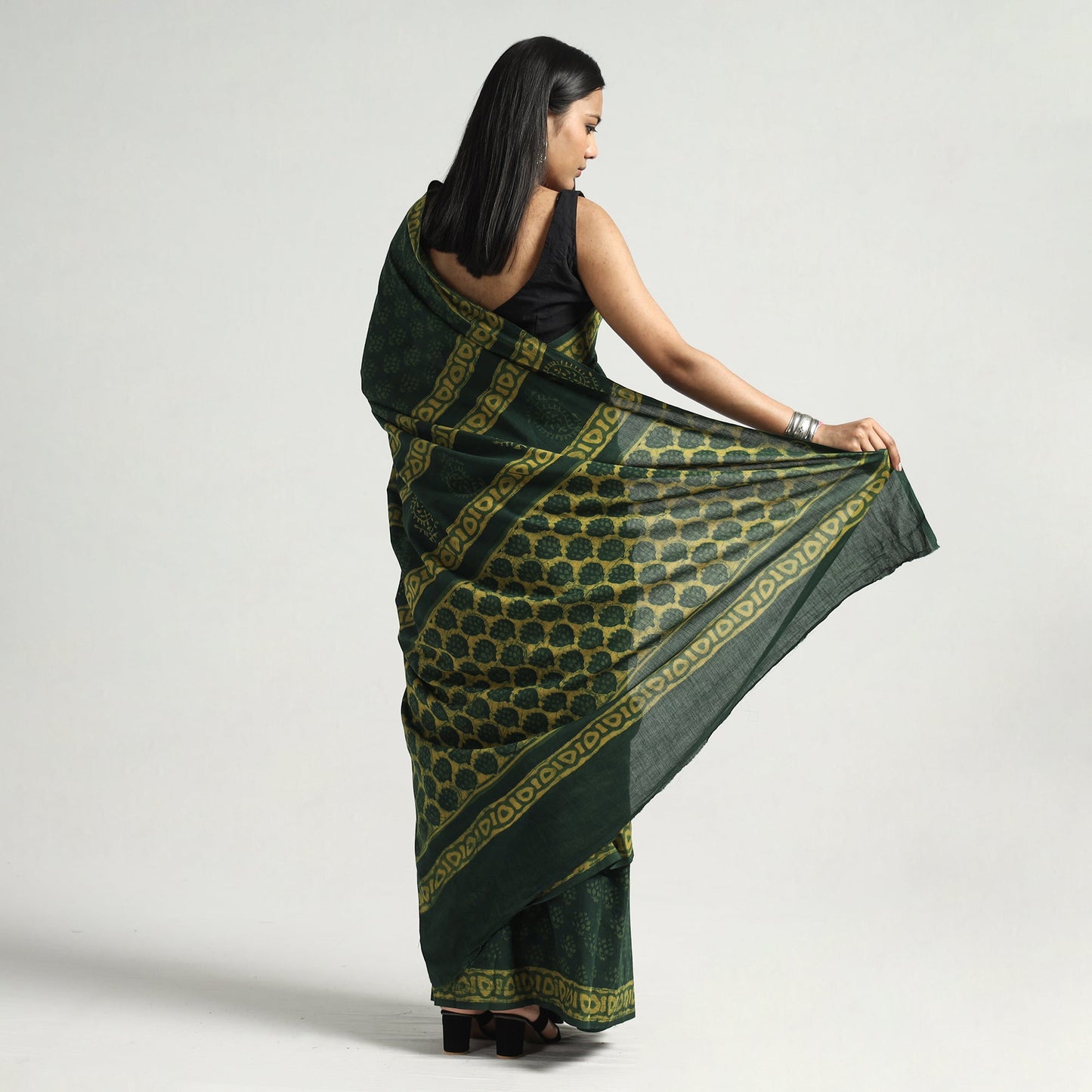 block printed saree
