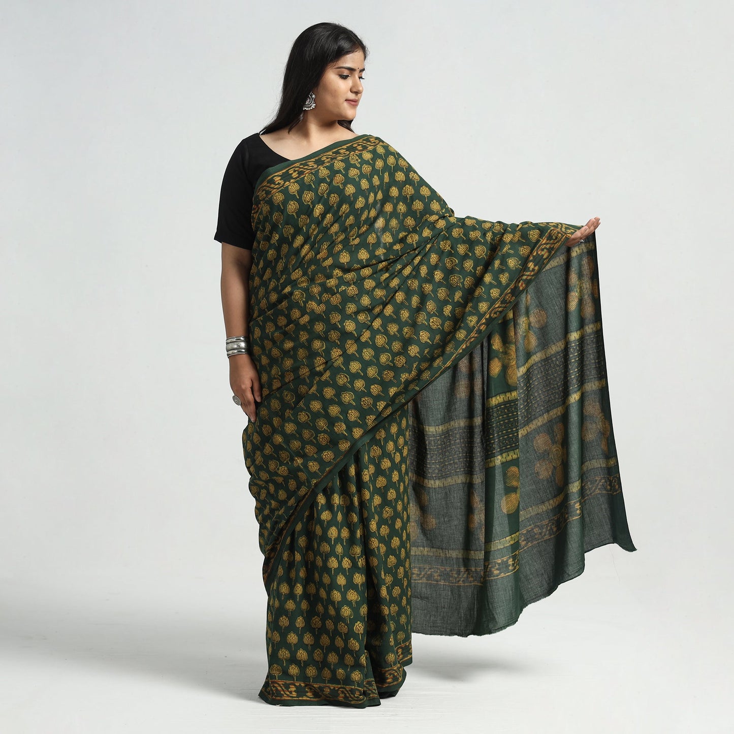 block printed saree