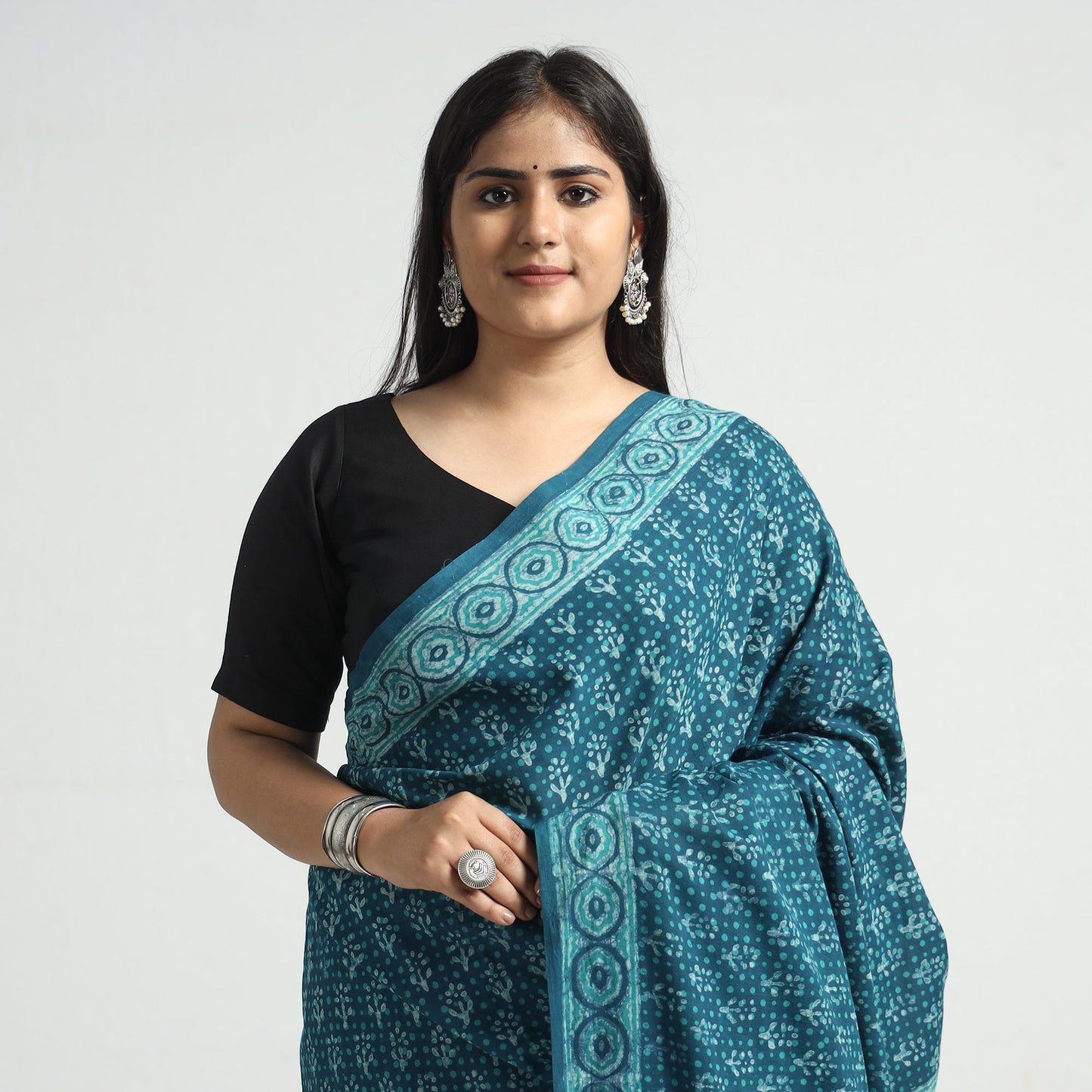 block printed saree