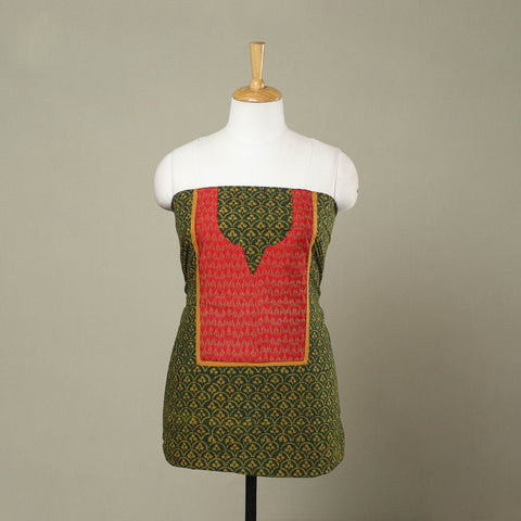 Buy Green Akola Print Patchwork Cotton Kurta Material 