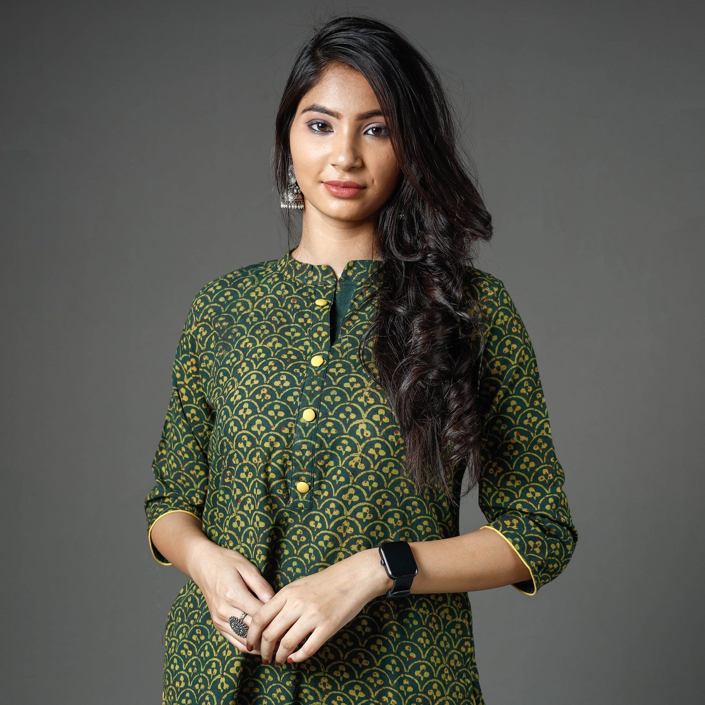  Akola Block Printed Cotton Straight Long Kurta Online 